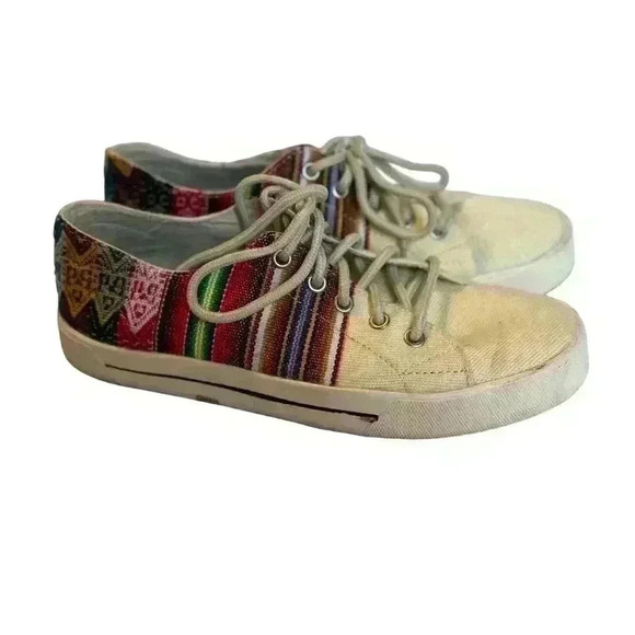 Paxx Shoes Handmade in Peru Alpaca Wool Linen Aztec South American Style Size 6 - Picture 5 of 10